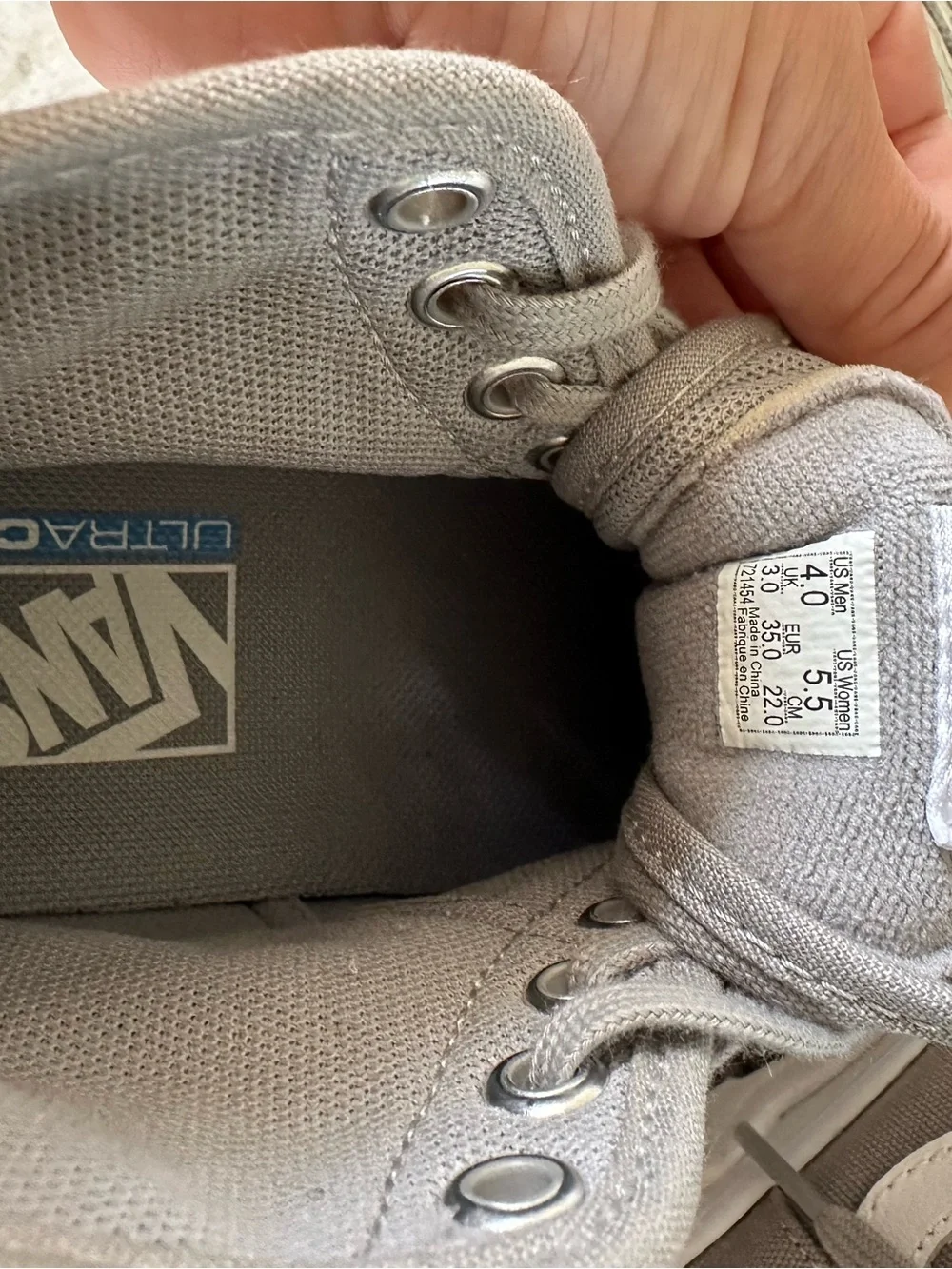 Vans High-Top Platform Sneakers in Gray and White